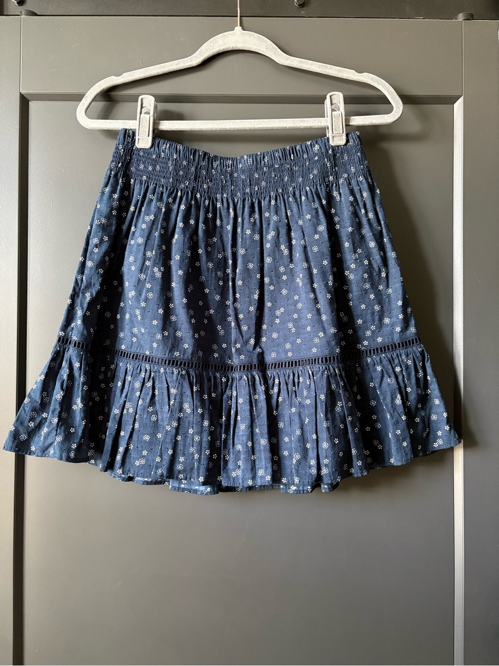 NWT Madewell Navy Mini Tiered Floral Skirt